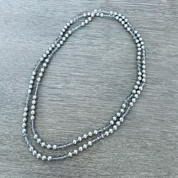Long Champagne Pearl Beaded Necklace - Picture 3 of 4